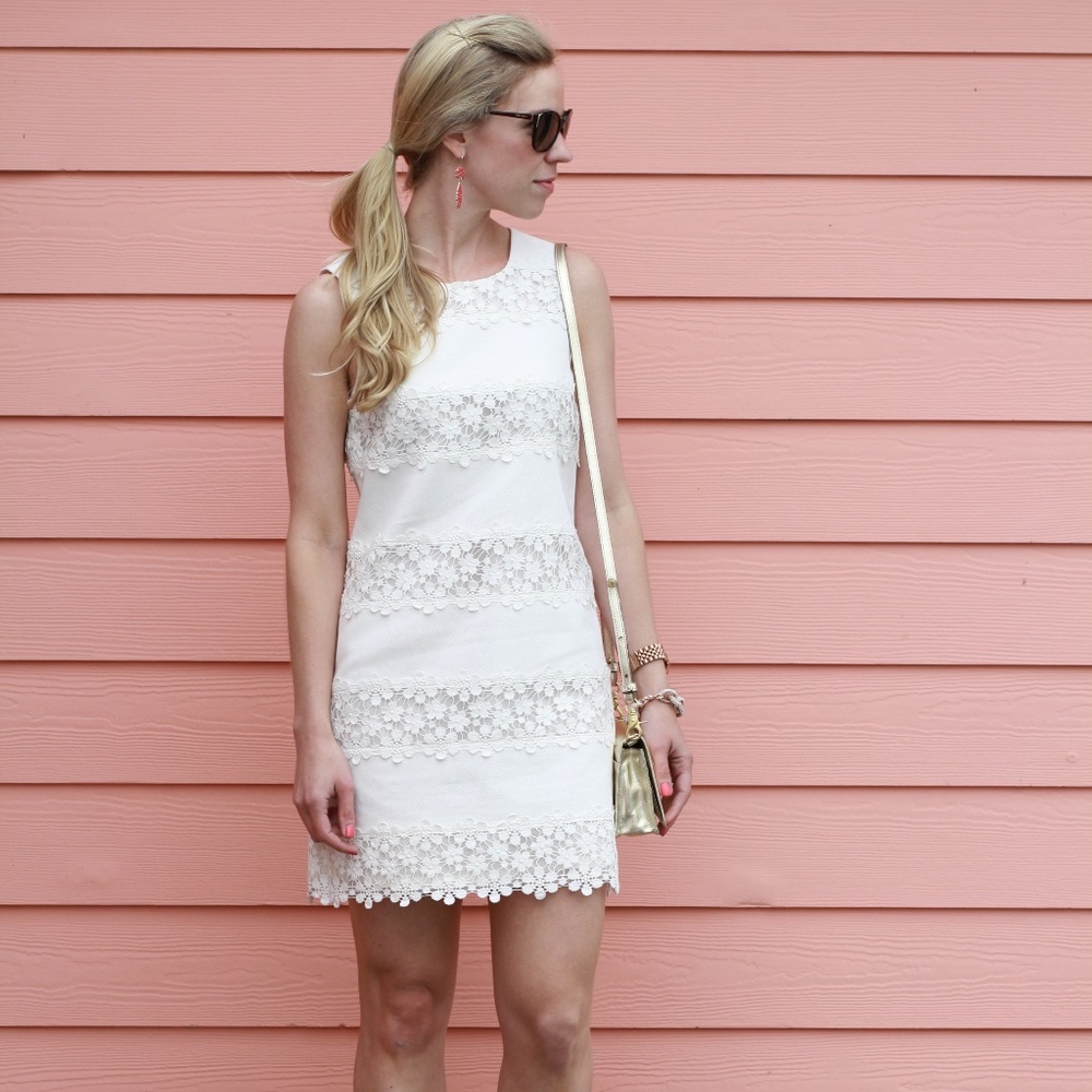 J Crew White Lace Shift Dress 0